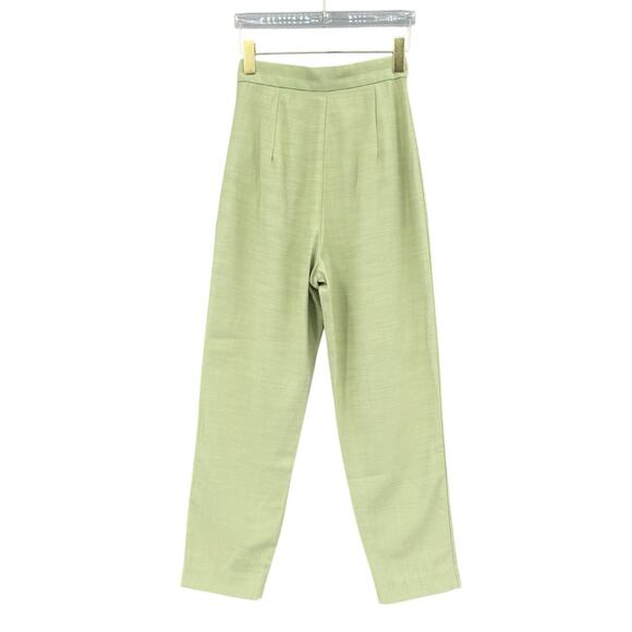 C/MEO Collective Woven Light Green Pleated High Waist Tapered Trouser Pants - Picture 2 of 9